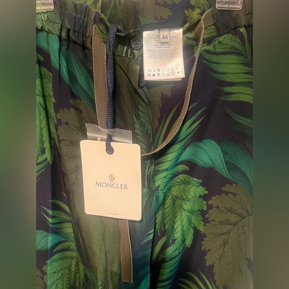 Moncler Palm Print Silk Pants - Picture 3 of 6